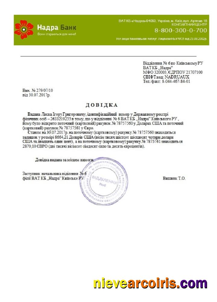 Ukranian Nadra bank reference